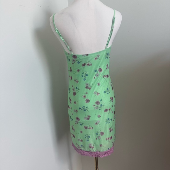 Motel Green Floral Lace Slip Dress | Y2K Fairycore Coquette Mini M - Picture 6 of 7